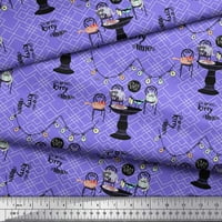 Soimoi Purple Japan Crepe Satin Tkanina Kitty Party Print tkanina od dvorišta