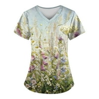 Ženski vrhovi bluza dame dame kratkih rukava cvjetna modna V-izrez ljeto bijela 4xl