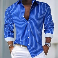 Muški casual dugih rukava prugaste košulje na ogrlicu spustite košulje s majicama plava m