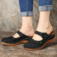 Ženske cipele sandale za žene Djevojke udobne gležnjače šuplje okrugli nožni klinovi papuče crne 9
