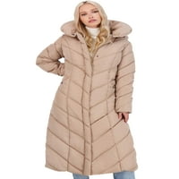 Steve Madden Long Puffer kaput za žene-flis obloženi zimski maxi kaput