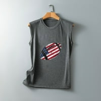 Amidoa Womens bejzbol majica bez rukava na rukavu na rukavu u SAD-u staze za zastavu vrhovi nezavisnosti