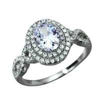 Srebrni veliki okrugli oblik full dijamantni prsten dijamantski okrugli prsten za rinestone Elegantne