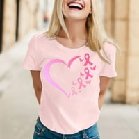 Hanzidakd ljetni vrhovi za žene Ljeto kratki rukav O vrat poliesterski modni košulje Pink XL