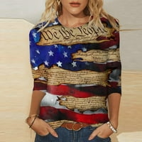 Američka zastava Majica Žene USA Star Stripes Četvrti Juli TEE košulje Casual America Zastava Ispiši V izrez Tee Vrhovi