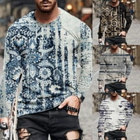 Muška moda 3D grafički dugi rukav casual pulover T-majice mišićni tee vrhovi xl