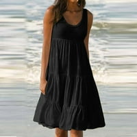 Ljetne haljine za ženu plus veličina haljina za sunčanje crna rukava bez rukava Comfort casual haljina