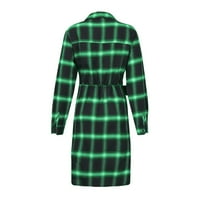 Ženske oblače V-izrez PEPLUM Dužina koljena Ležerne ljetne haljine s dugim rukavima Zelena L