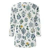 Fragarn ženske majice u kalutima u obliku rukava čipke V izrez Boja blok Dressy Tops trendy šuplji cvjetni