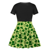 Ženski modni casual okrugli vrat sv. Patrick's Day Print casual haljina kratkih rukava Mint Green XXL
