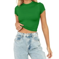 Ljetne ženske žene T-majice Modni kratki rukav Slatki usevi na vrhu Casual Basic Crewneck Slim Fit majice