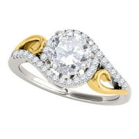 Aonejewelry Carat Halo dvotonski dijamantni zaručni prsten u 14K čvrstog i bijelog zlata