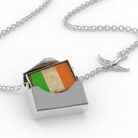 Ocket Clocket ogrlica Irska zastava s vintage izgledom u srebrnom kovertu Neonblond