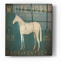 Epska umjetnost 'Bijeli konj sa riječima plava' od Ryan Fowler, akril staklene zidne umjetnosti, 24