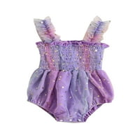 Gwiyeopda Baby Girls Rukess Princess Romspers Stars Print Ruched Playsiat COLORATEL Tulle Bodysuit