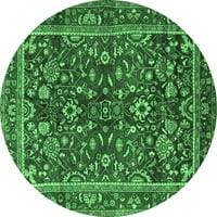 Ahgly Company u zatvorenom okrugom Perzijskim smaragdnim zelenim tradicionalnim prostirkama, 6 'okruglica