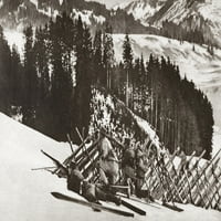 Prvi svjetski rat: Alpske izviđače. Naustrijski alpski izviđači u planinskom prolazu kroz koji ruska