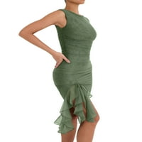 Ženska haljina s ceradom s 3D cvijetom, bajke ruffles tassel pogledajte kroz sredinu haljinu s podijeljenim