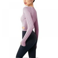 Clearce Women dugi rukav za brzo sušenje Fitness Yoga odjeća Slim Sportska trkačka odjeća sa košarom