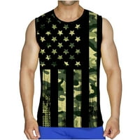 Miluxas Muški 4. juli Američki zastava bez rukava bez rukava Patriotska mišićna košulja Green 16