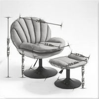 Okretna akcentna stolica sa osmanskom setom, modernom baršunastom ležaljkama sa nogu, podesiva visina sjedala udobna fotelja s metalnom bazom Jednostruka kauč stolica, spavaća soba, siva
