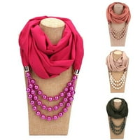 Farfi Fashion Women Solid Color Fau Pearl Privjesak Šifon ogrlica s ogrlicama za omota