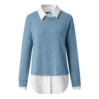 Vedolay džemper ženski pad prugasti prevelici puloveri Dukseri Ležerne prilike, plavi 3xl