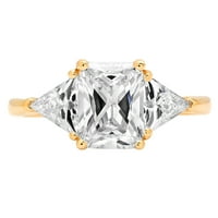2.82ct Sjajni smaragdni rez prozirni simulirani dijamant 18k žuto zlato Trobotan prsten sz 6.5