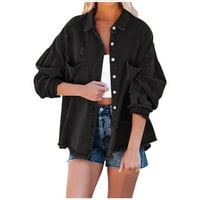 Viikei Womens traper jakne plus veličine traper jakne za žene začištavanje casual postepeno bojanje