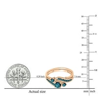 DazzlingRock kolekcija okrugla plavi dijamantski vrtni zvjezdani prsten za angažman za žene u 10K ružičastog zlata, veličine 9