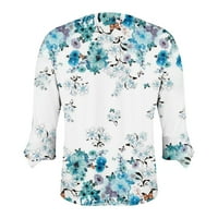 Košulje od rukava za žene za žene uzorak Ispis Grafički gumb TEES Bluze Ležerne prilike plus veličina osnovnih vrhova pulover