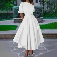 Ballsfhk Ženska moda cvjetna formalna vintage kratki rukav tanka vjenčana duga haljina bijela haljina