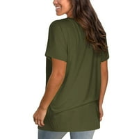 Prevelike majice za žene Grafički tee Ležerne prilike V-izrez Solid Bool džep labavi fit kratki rukav