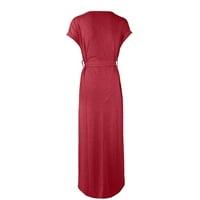 Ženske haljine Dužina gležnja Ležerne pune kratkih rukava A-line okrugla dekoltetna haljina crvena l