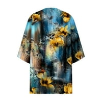Dyegold Kimonos za žene Boho cvjetni print lagani kardigans rukav otvorena prednja ljetna plaža plus