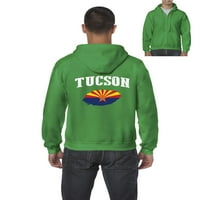 MMF - Muška dukserica Pulover punog zip, do muškaraca veličine 5xl - zastava Tucson Arizona