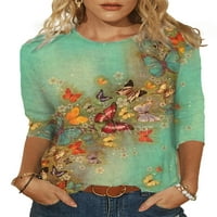 Ženski posadni vrat Leptir majica Labavi kratki rukav ležerni na vrhu bluza