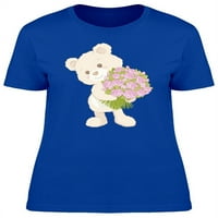 Slatki medvjedić sa majicama s buketom, žene -image by shutterstock, ženska mala