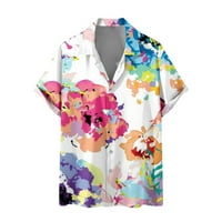 Modna havajska majica cvjetni print s kratkim rukavima s majicom rever velike i visoke majica Summer