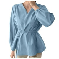 Majice aaiyomet za ženske majice s dugim rukavima u boji blok pulover Crew Crt CALES COMFY casual vrhovi,