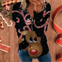 amidoa ružna božićna dukserica za žene trendi labavi bluzovi s dugim rukavima Reindeer Hocus Pocus Quars