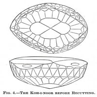 Koh-i-Noor Diamond. NIH-I-NOOR Diamond prije nego što je CECut 1851. Graviranje, 1875. Print postera