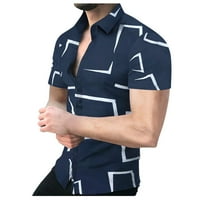Muške košulje ljetne casual geometrijske košulje na kratkim rukavima, okrenite poklone košulje za muškarce
