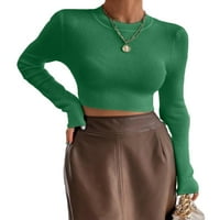 Ležerni puloveri sa čvrstim okruglim vratom Dugih rukava zeleni ženski džemperi