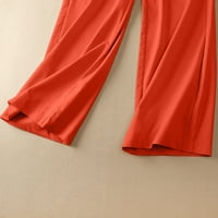 Ženske visokog struka Ležerne prilike široke noge Hlače Ženska modna casual puna boja Split Sredina