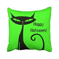 Winhome Vintage Happy Sažetak Halloween Crna mačka Zelena poliesterska jastuk za bacanje na poklopce