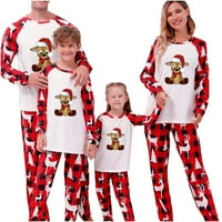 Vrijeme i trupe, božićne pidžame za porodičnu odjeću, sin kćeri setovi, mekani, crveni, roditelj-dijete