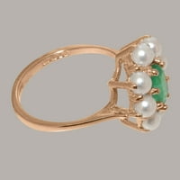 Britanci napravio 9k ružični zlatni prirodni smaragdni i kultivirani prsten za angažman ženske žene