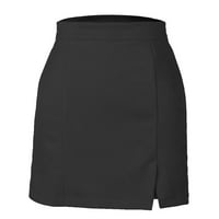 Feternal Suede Frap Hip suknja High Squik patentni zatvarač Jesen Zima A-Line Solid Slim Miniskirt Duge