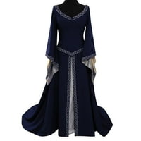 Ženski dugi rukav V-izrez srednjovjekovni haljini dress dress dress haljina